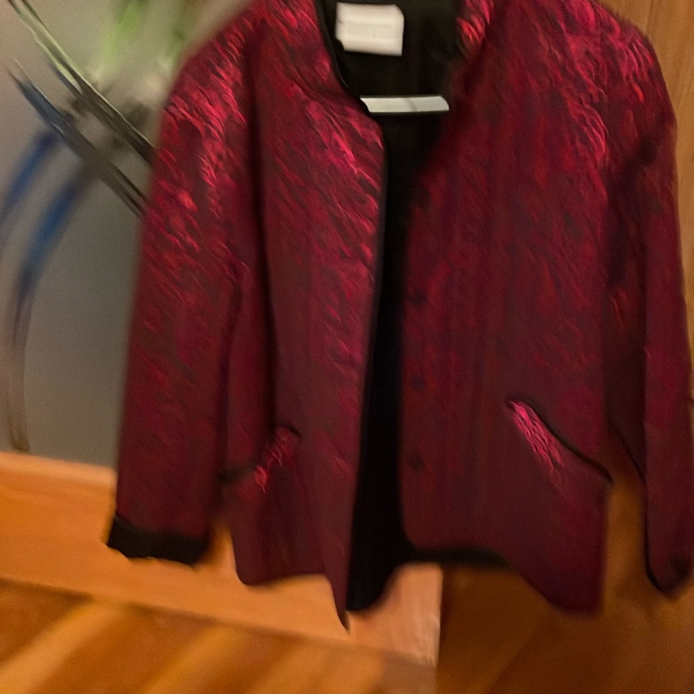 Women jacket new without tag shiny red color with slit pickets